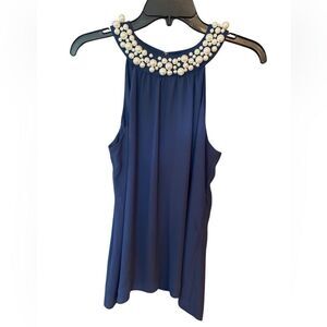 Lilly Pulitzer Sz S Elegant Blue Pearl Choker Sleeveless Halter Top